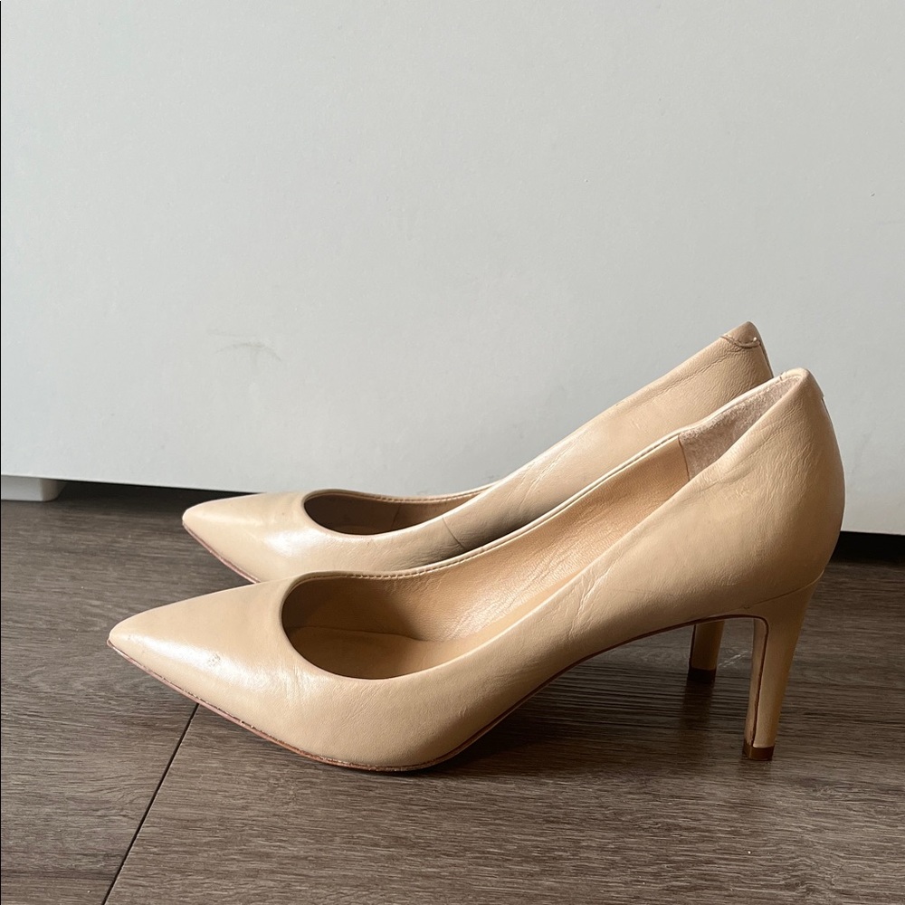 Diane Von Furstenberg Nude Leather Pointed-Toe Pumps
